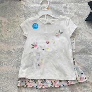 Floral Bunny White Shirt and Skort set